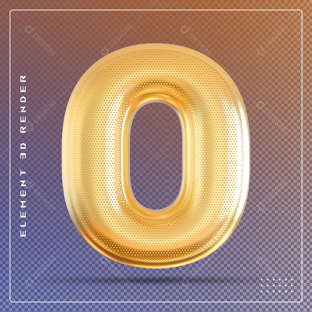 Elemento 3D Letra O Dourado Para Composição PSD