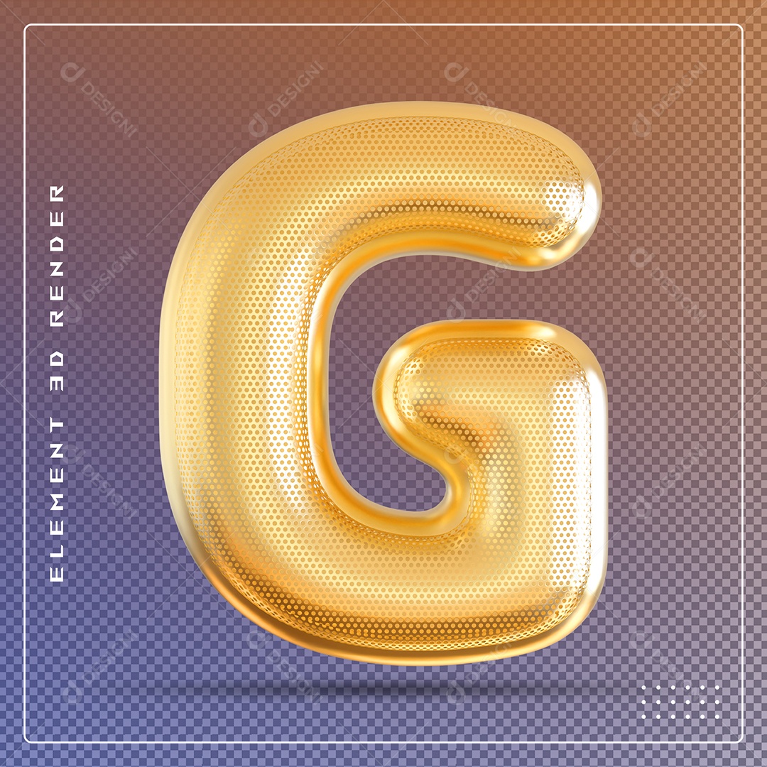 Elemento 3D Letra G Dourado Para Composição PSD