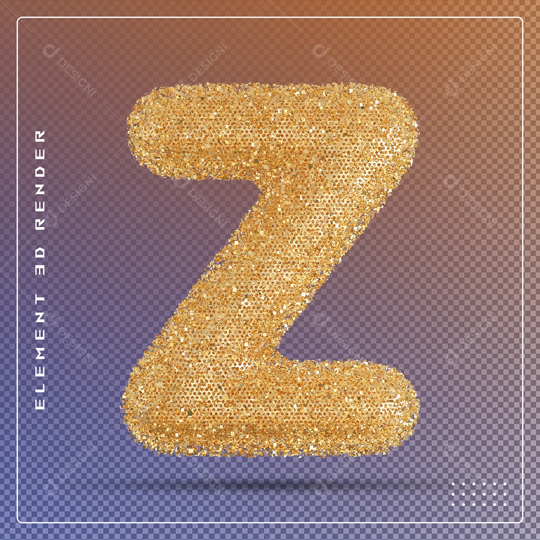 Elemento 3D Letra Z Dourado Para Composição PSD