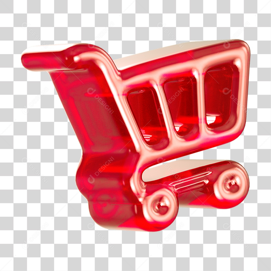 Ícone 3D Carrinho de Compras PNG Transparente