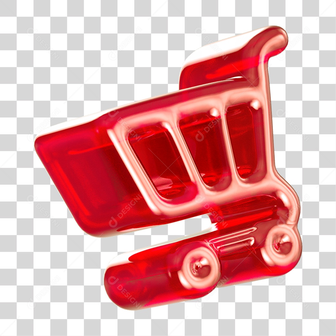 Ícone 3D Carrinho de Compras PNG Transparente