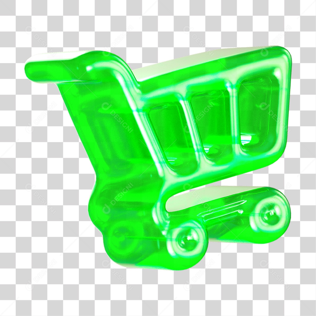 Ícone 3D Carrinho de Compras PNG Transparente
