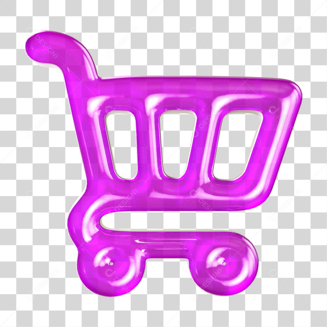 Ícone 3D Carrinho de Compras PNG Transparente