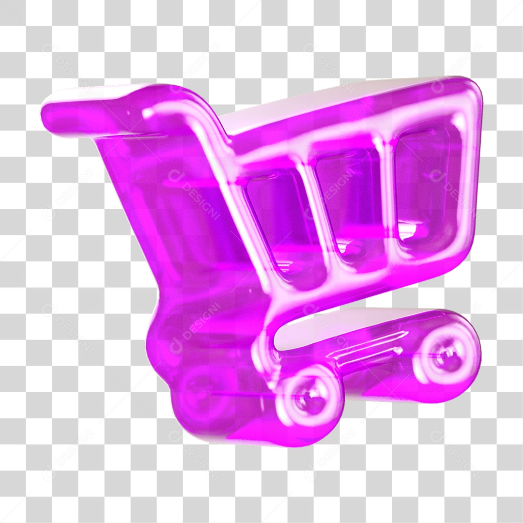 Ícone 3D Carrinho de Compras PNG Transparente