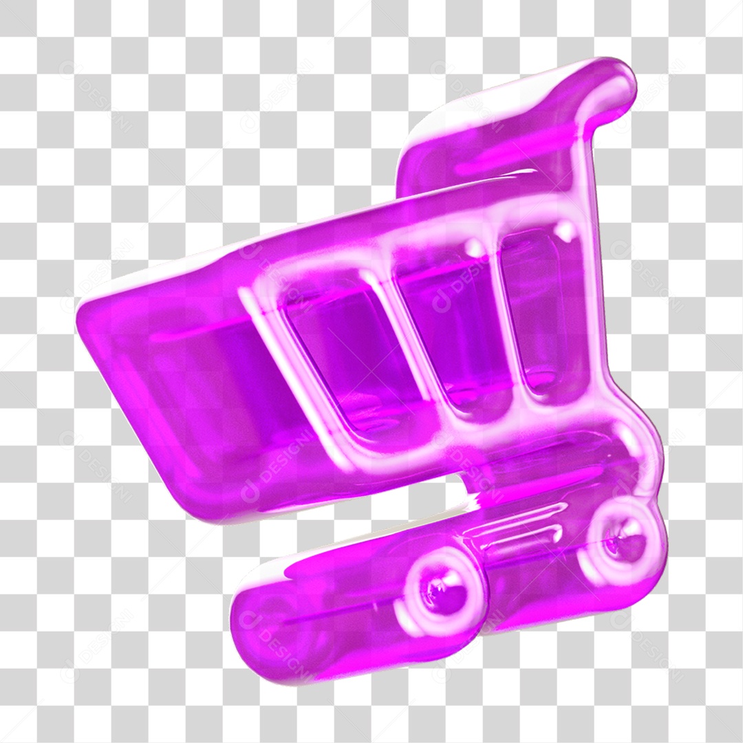 3D Shopping Cart PNG Transparent Icon