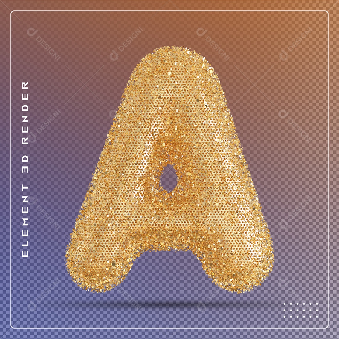 Elemento 3D Letra A Dourado Para Composição PSD