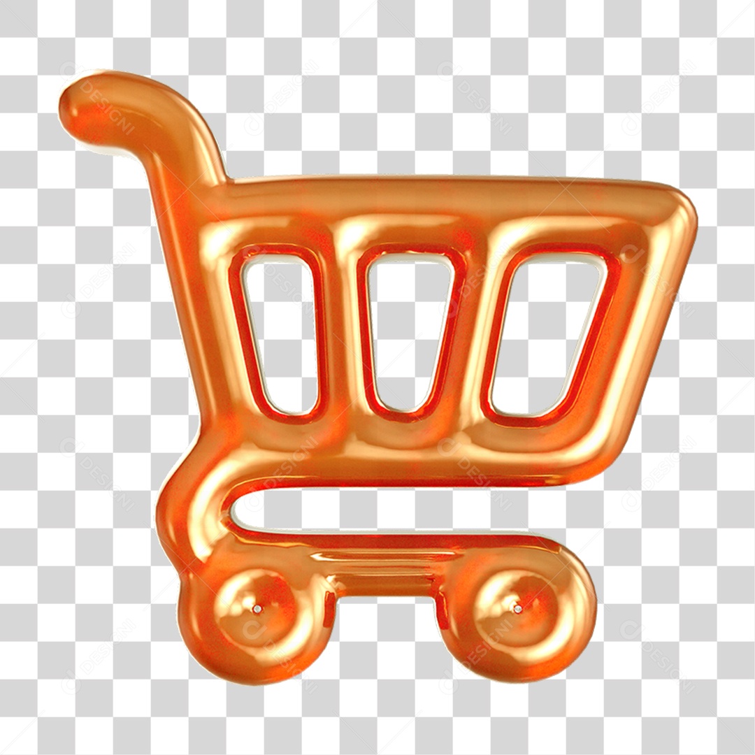 Ícone 3D Carrinho de Compras PNG Transparente