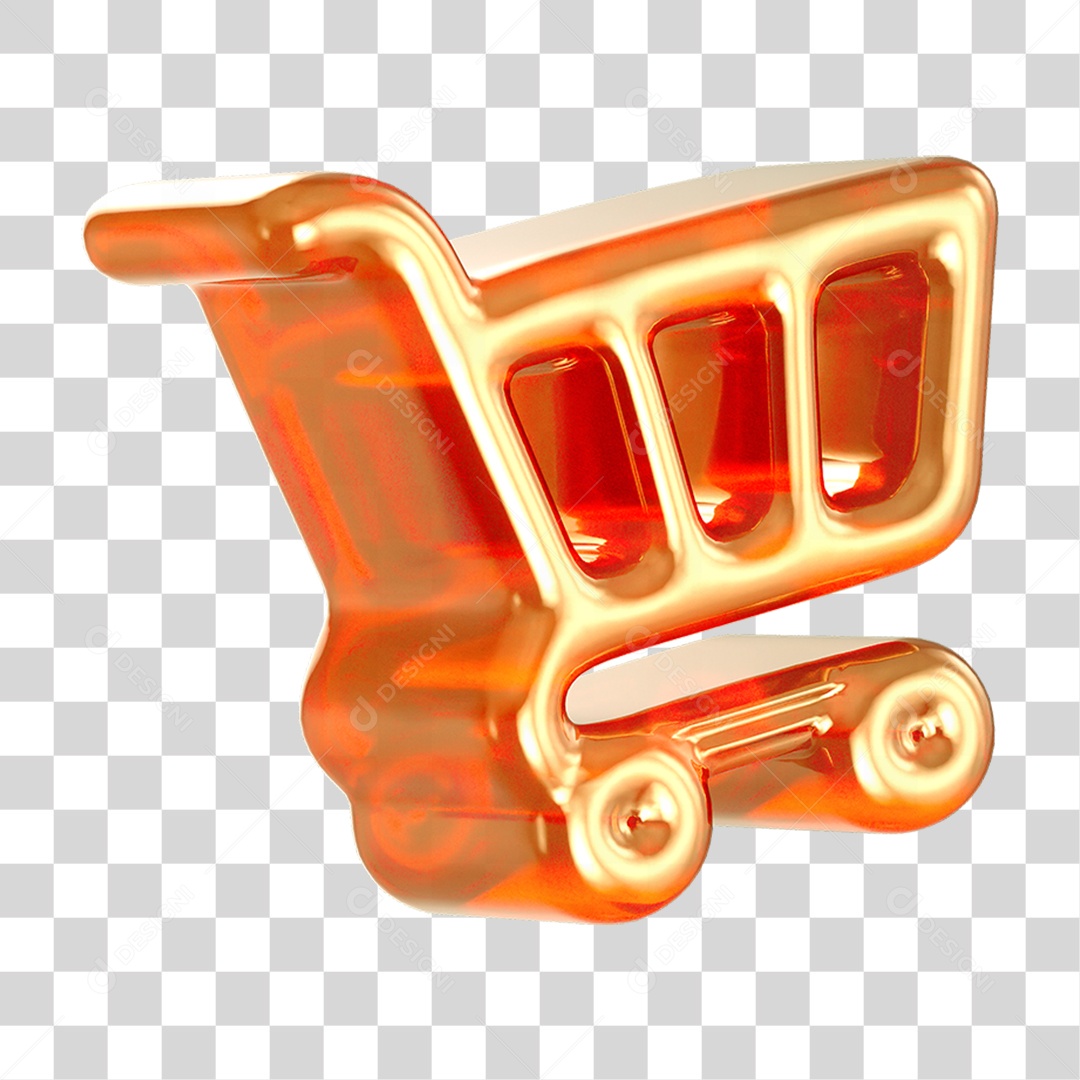 Ícone 3D Carrinho de Compras PNG Transparente