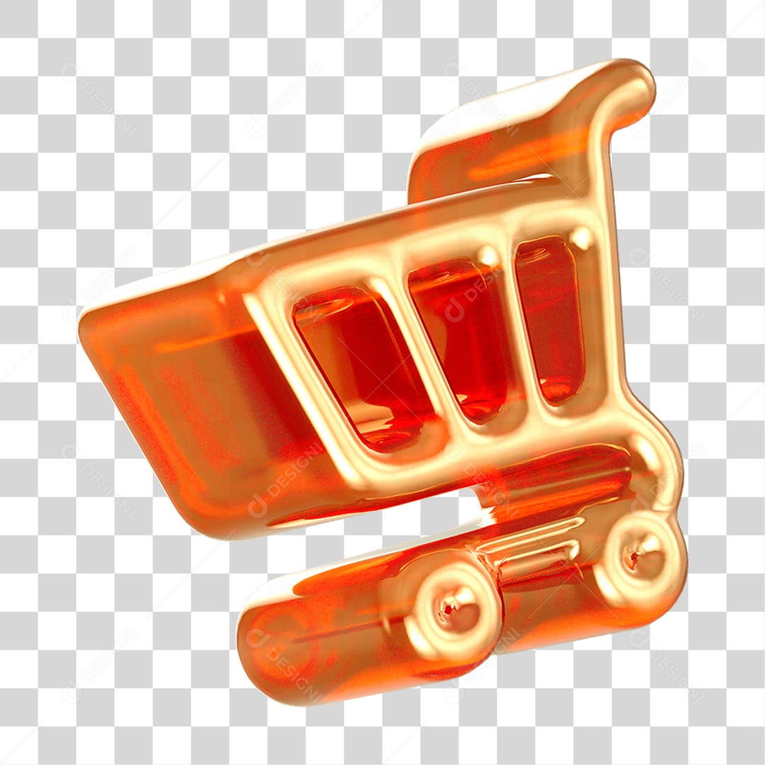 Ícone 3D Carrinho de Compras PNG Transparente