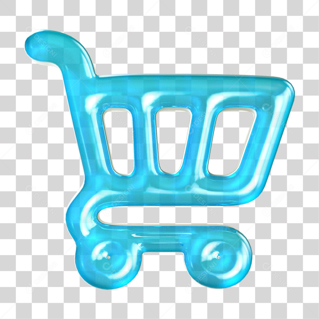 Ícone 3D Carrinho de Compras PNG Transparente