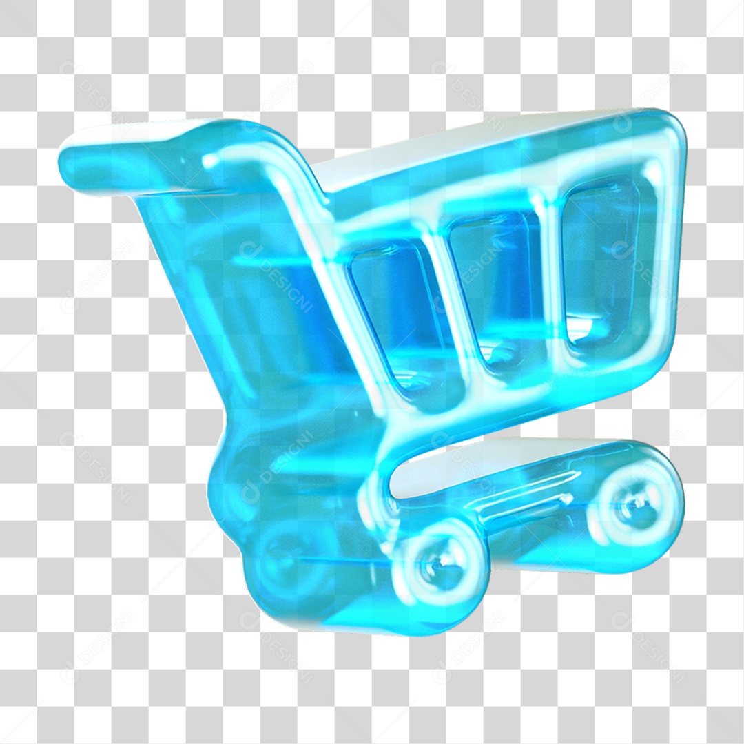 Ícone 3D Carrinho de Compras PNG Transparente
