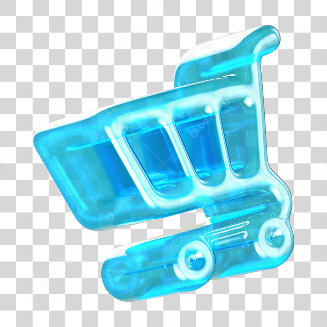 Ícone 3D Carrinho de Compras PNG Transparente