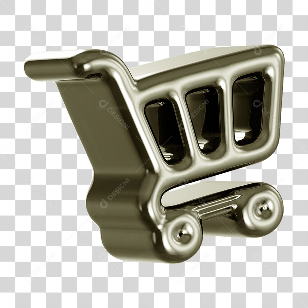Ícone 3D Carrinho de Compras PNG Transparente