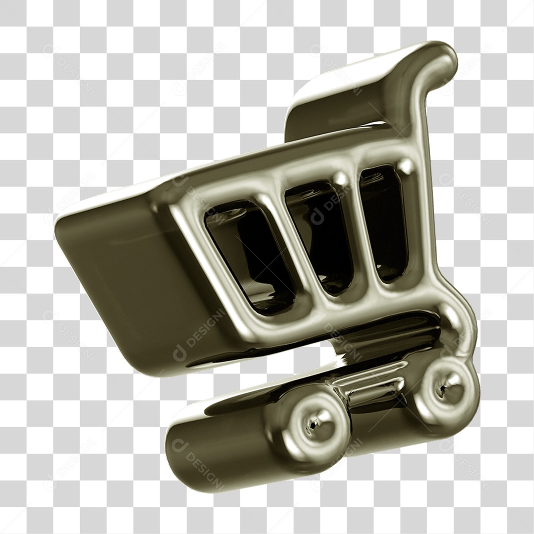 Ícone 3D Carrinho de Compras PNG Transparente