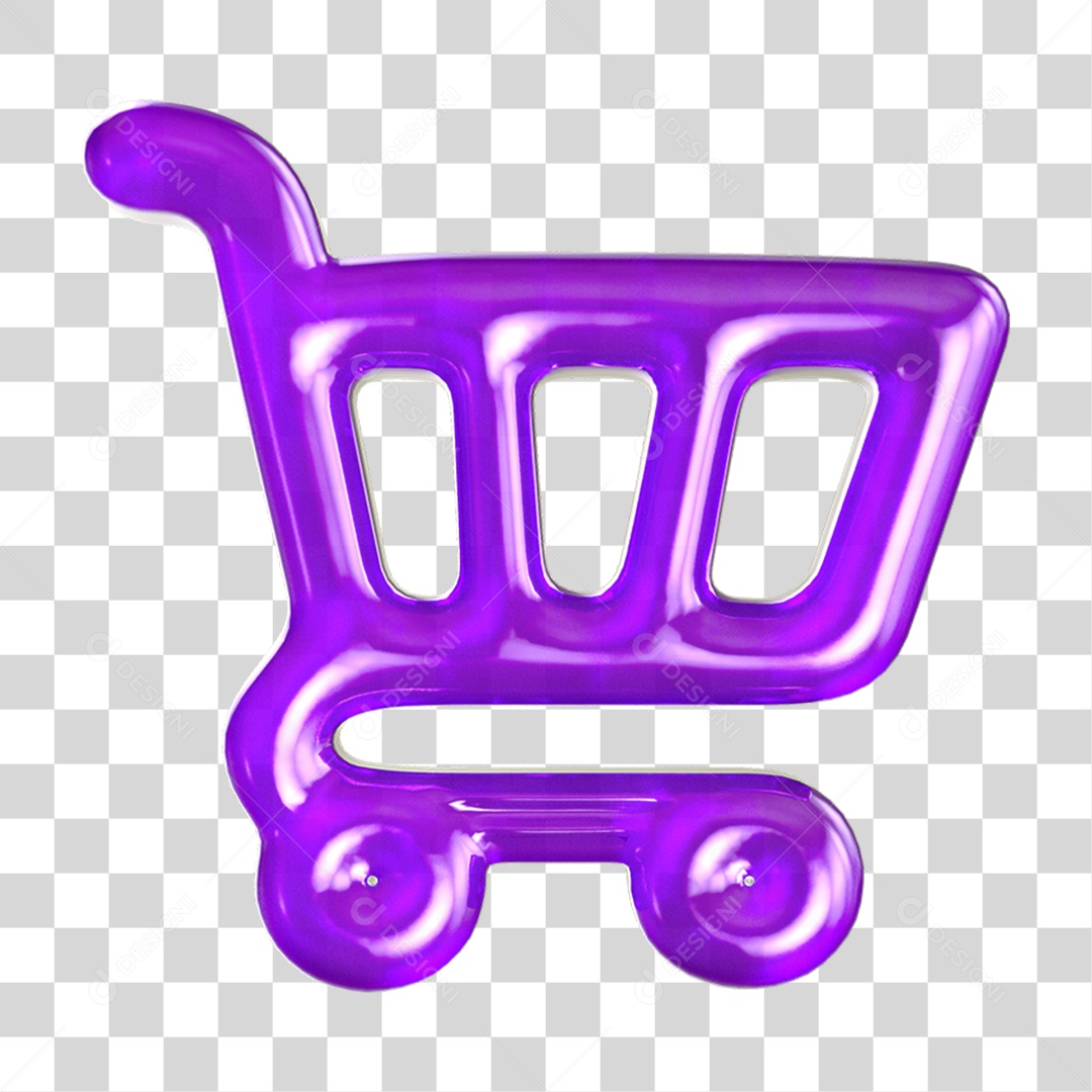 Ícone 3D Carrinho de Compras PNG Transparente