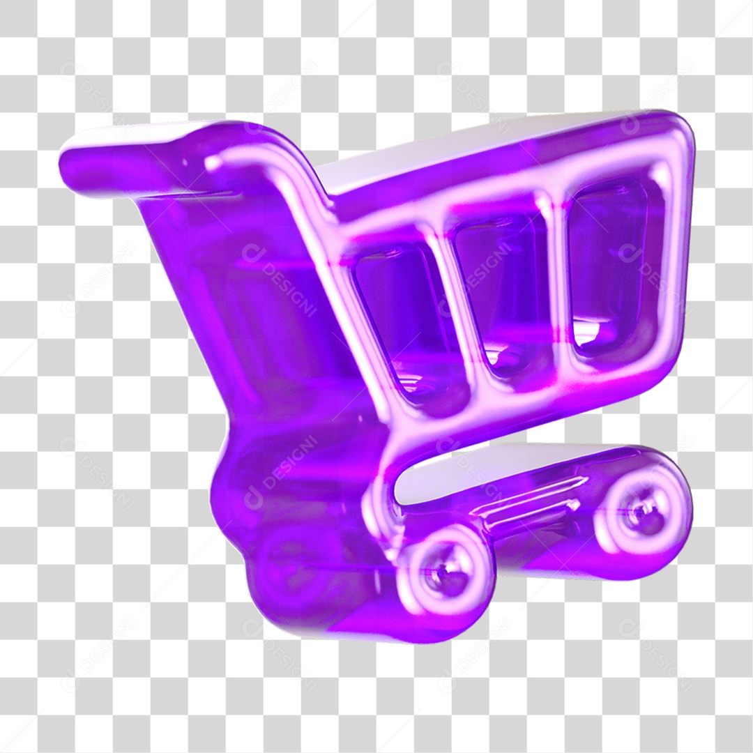 Ícone 3D Carrinho de Compras PNG Transparente