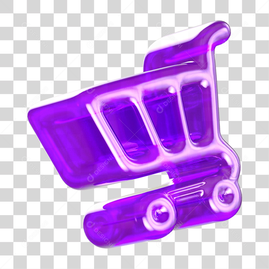 Ícone 3D Carrinho de Compras PNG Transparente
