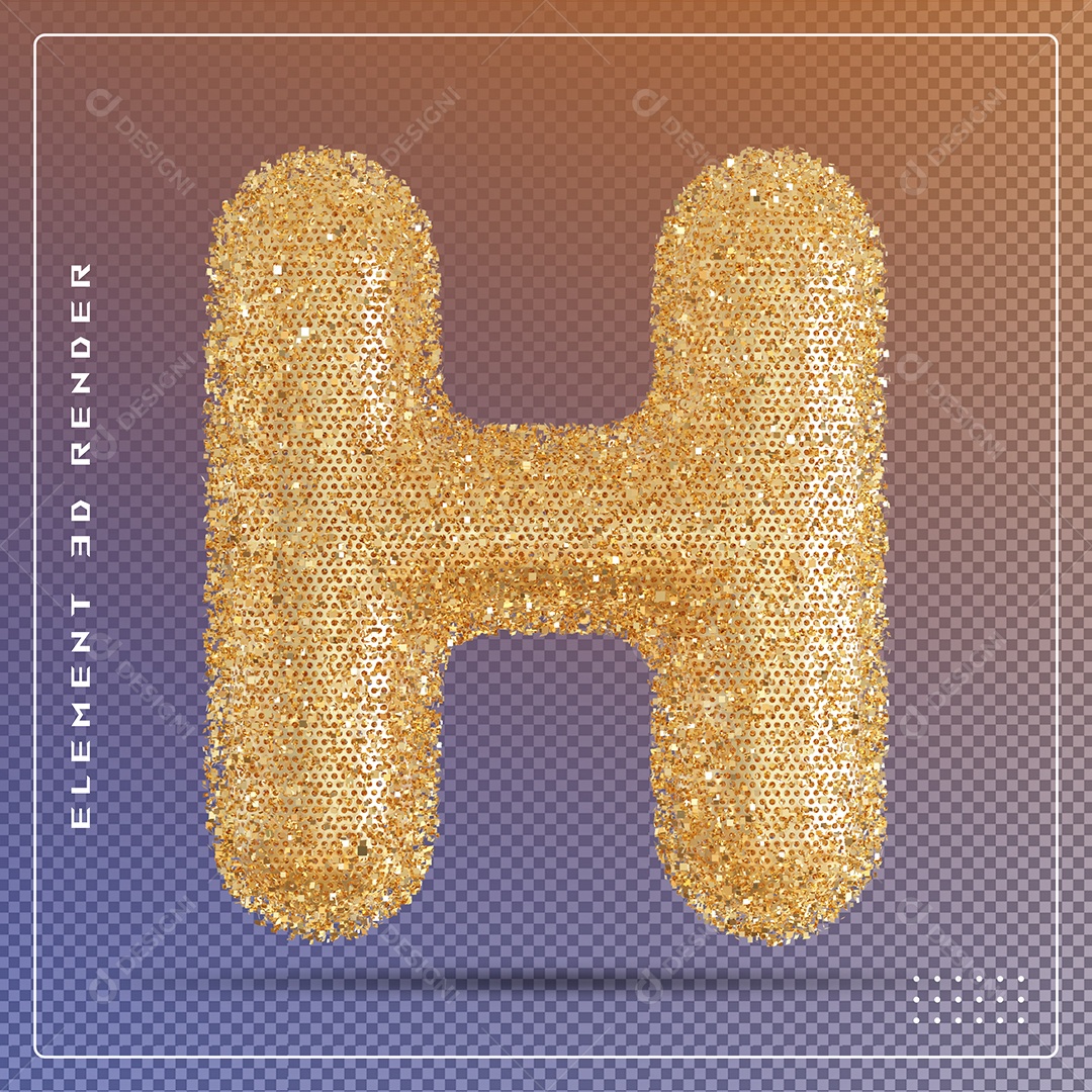 Elemento 3D Letra O Dourado Para Composição PSD