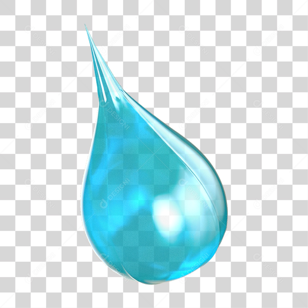 Ícone 3D Gota de Água PNG Transparente