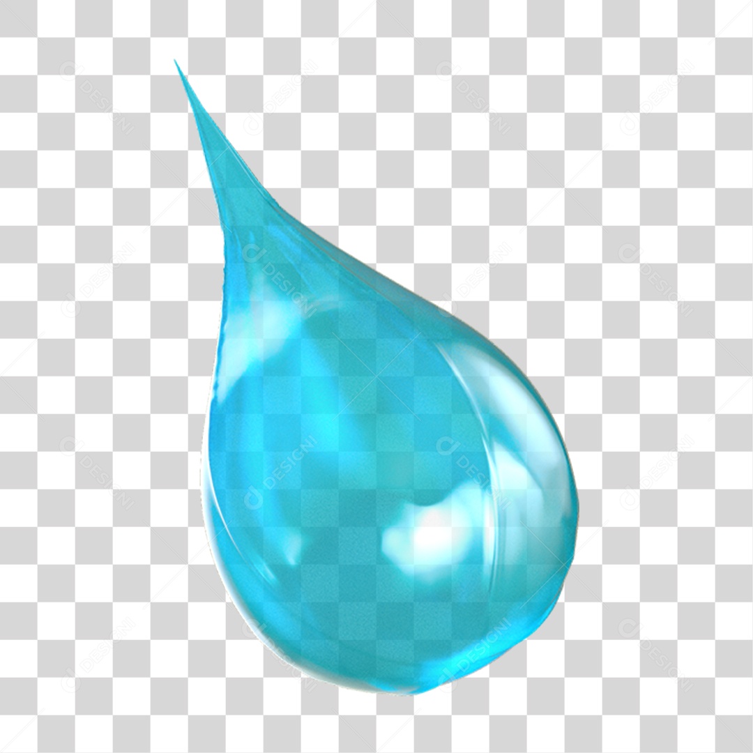 Ícone 3D Gota de Água PNG Transparente