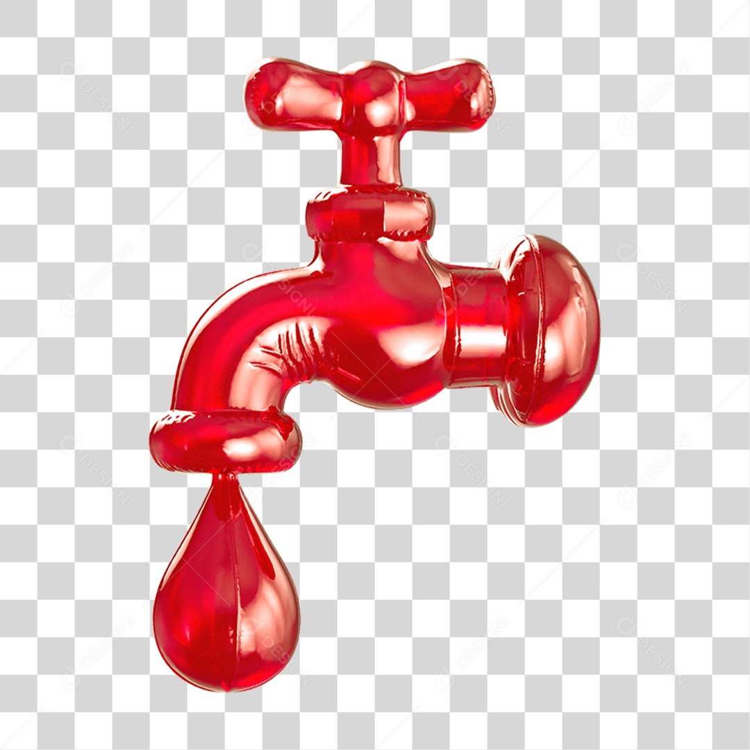Ícone 3D Torneira Pingando PNG Transparente