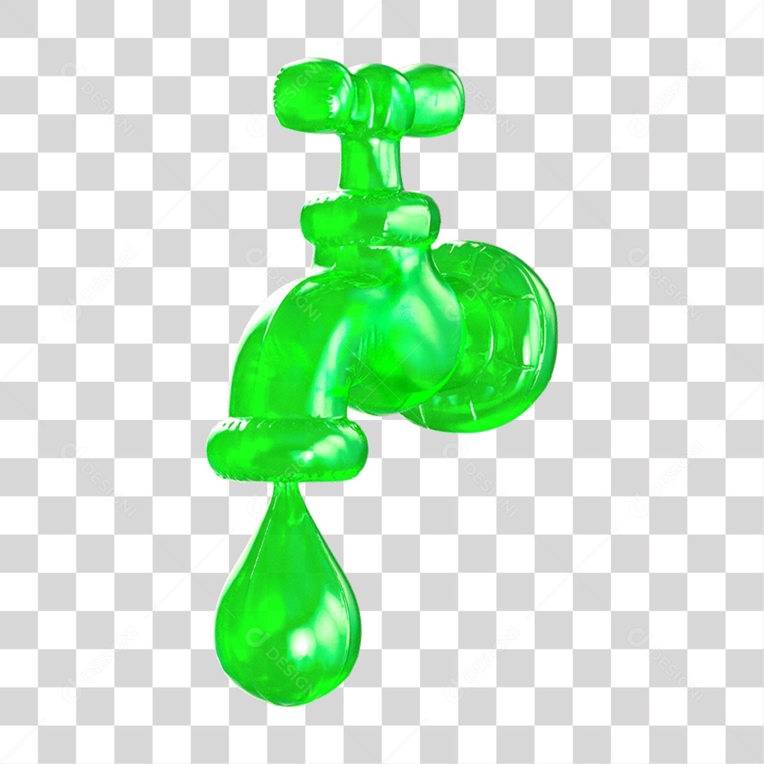 Ícone 3D Torneira Pingando PNG Transparente