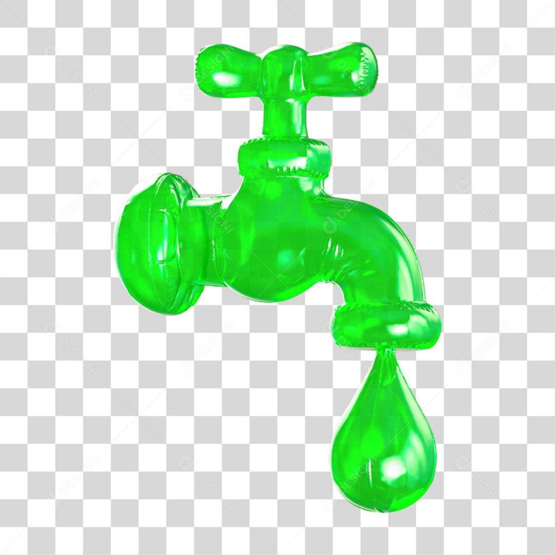 Ícone 3D Torneira Pingando PNG Transparente