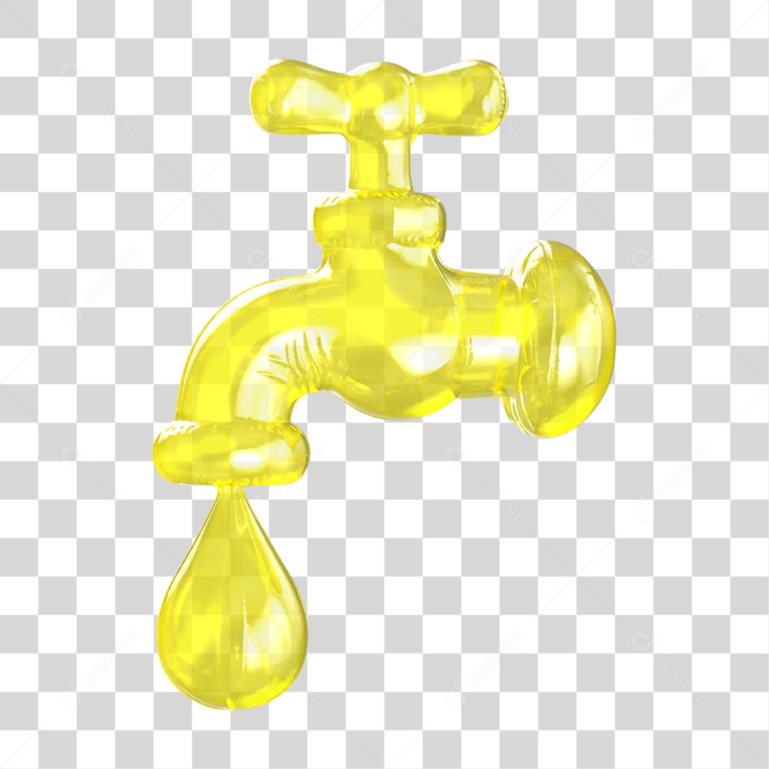 Ícone 3D Torneira Pingando PNG Transparente