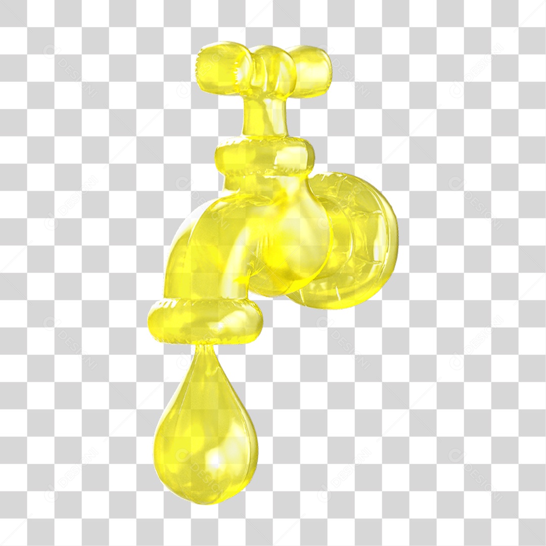 Ícone 3D Torneira Pingando PNG Transparente