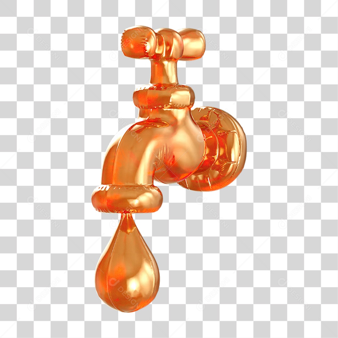 Ícone 3D Torneira Pingando PNG Transparente