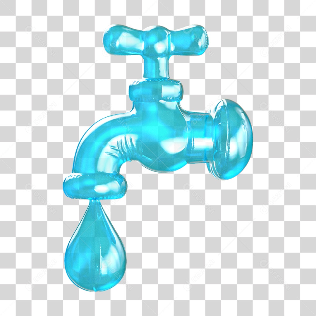 Ícone 3D Torneira Pingando PNG Transparente