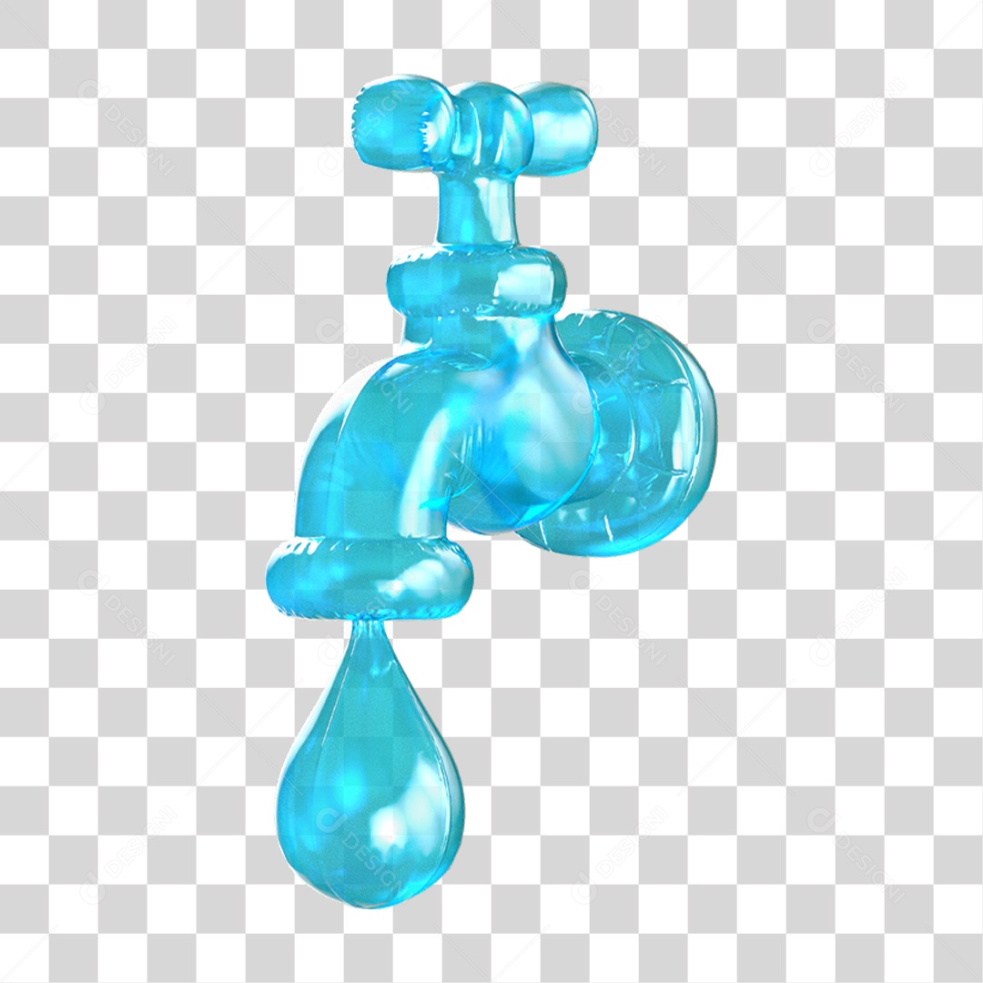 Ícone 3D Torneira Pingando PNG Transparente