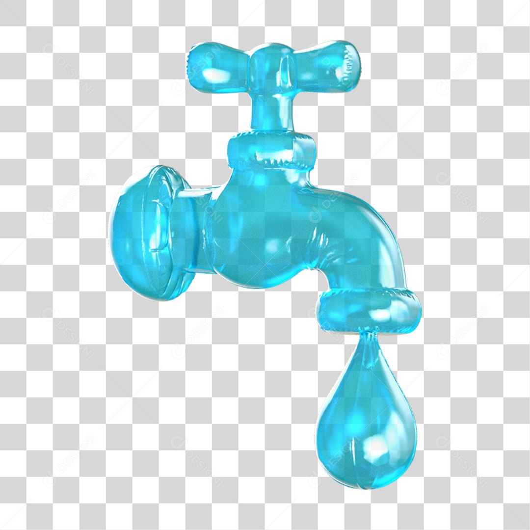 Ícone 3D Torneira Pingando PNG Transparente