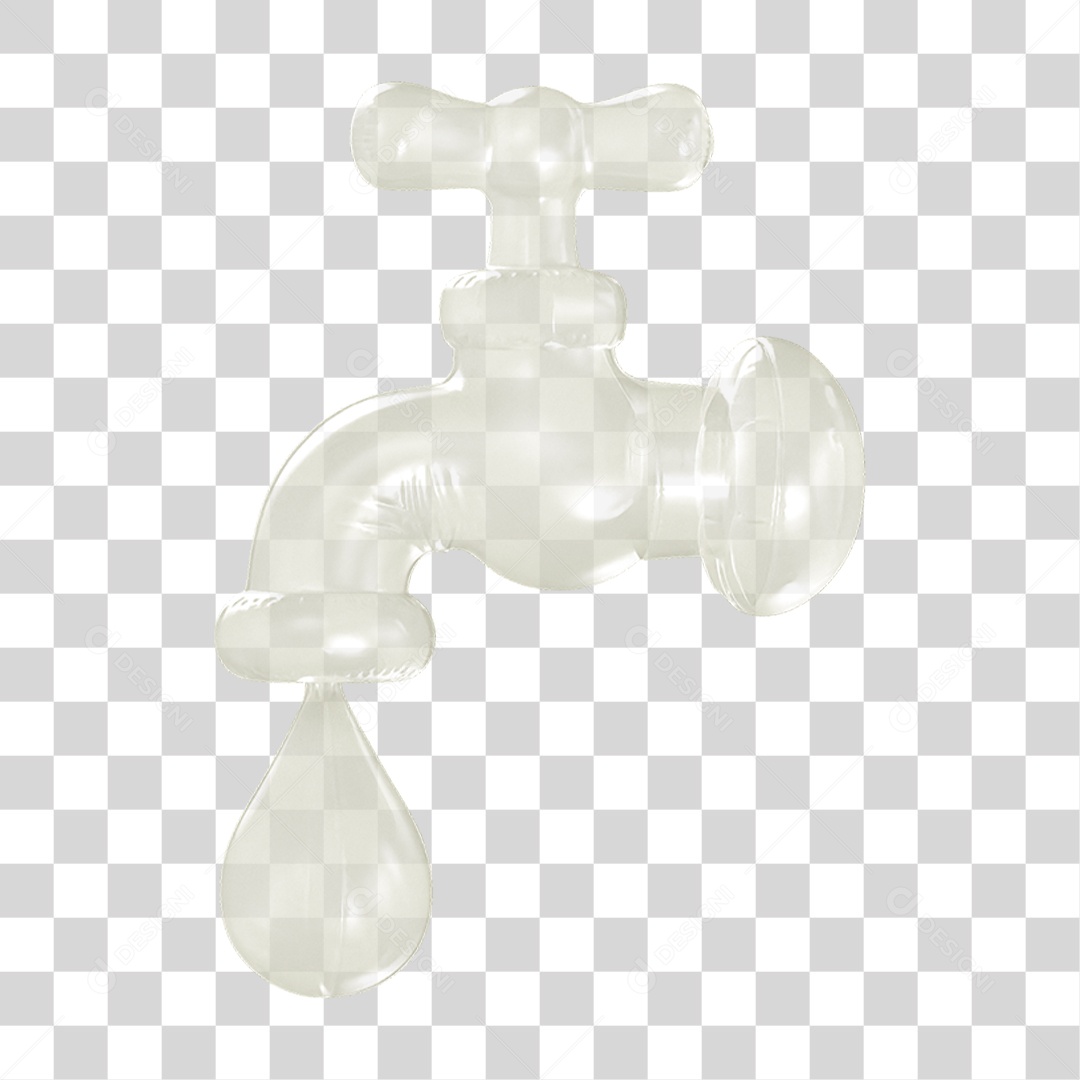 Ícone 3D Torneira Pingando PNG Transparente