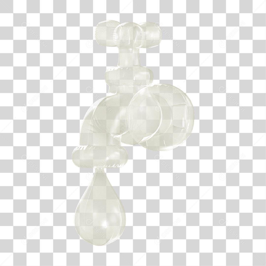 Ícone 3D Torneira Pingando PNG Transparente
