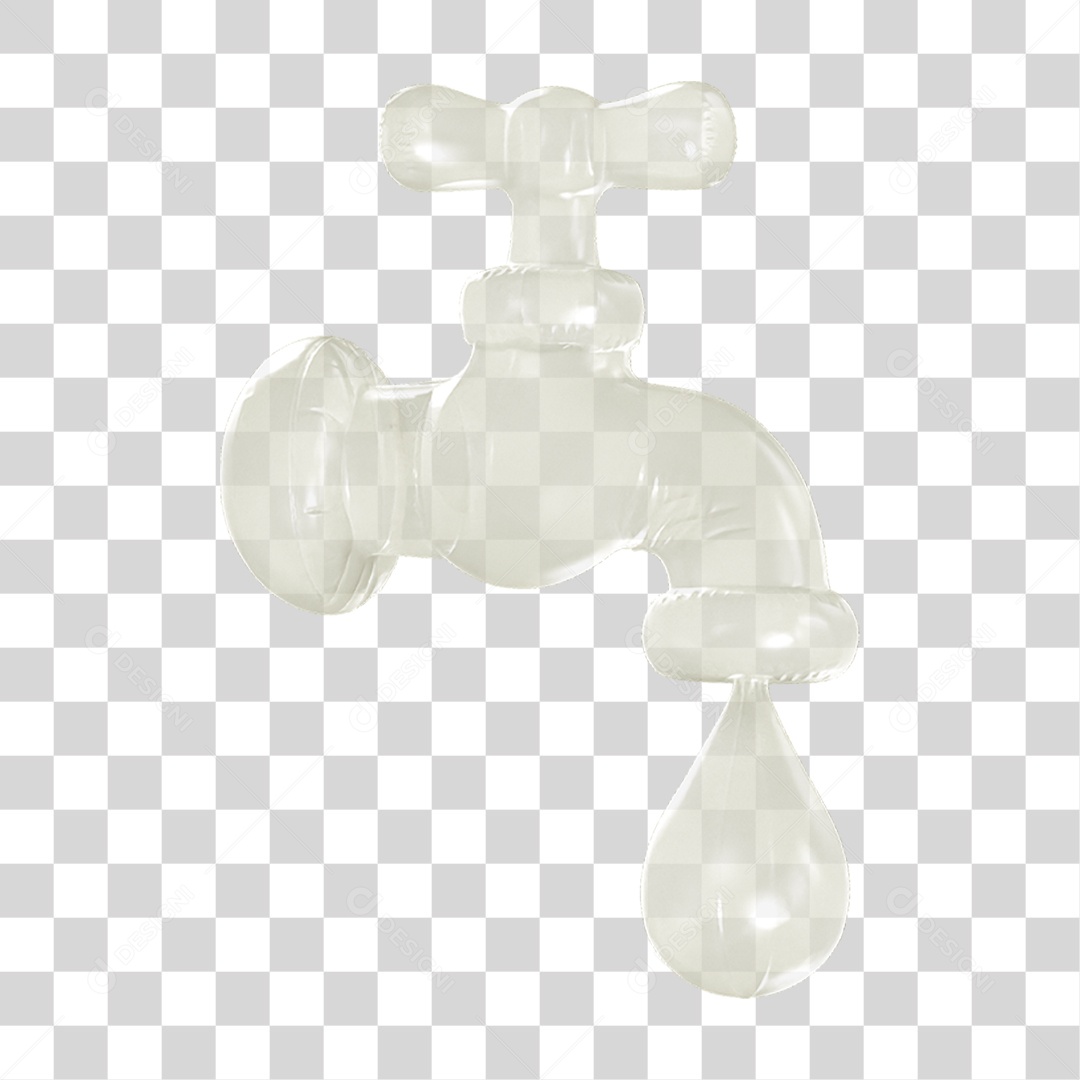 Ícone 3D Torneira Pingando PNG Transparente
