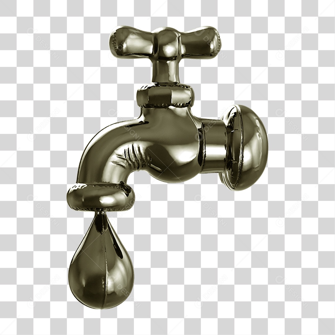 Ícone 3D Torneira Pingando PNG Transparente