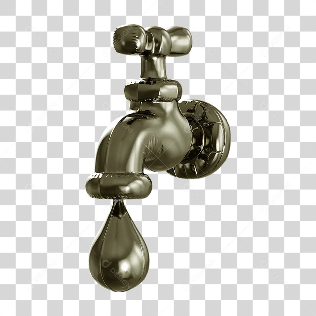 Ícone 3D Torneira Pingando PNG Transparente