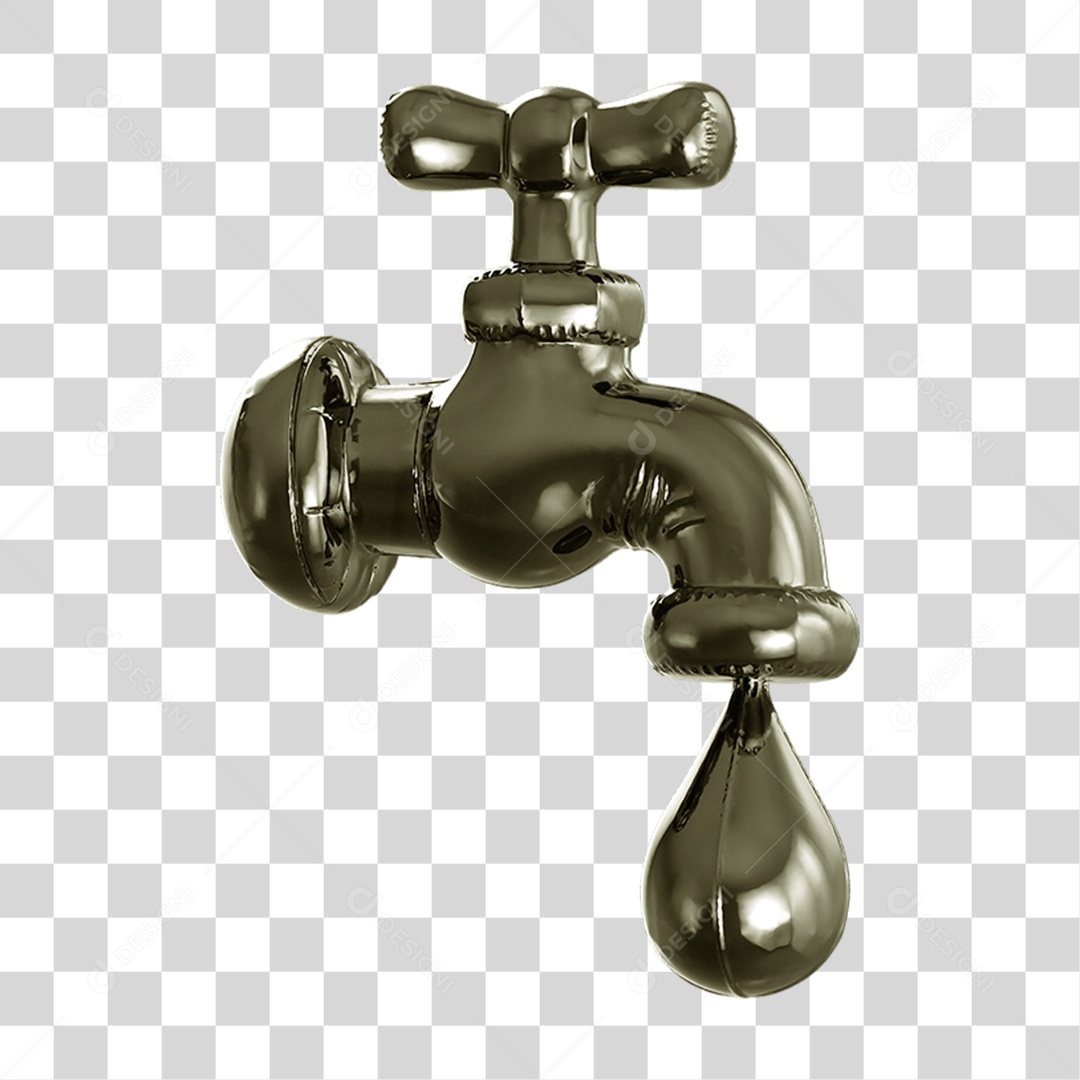 Ícone 3D Torneira Pingando PNG Transparente