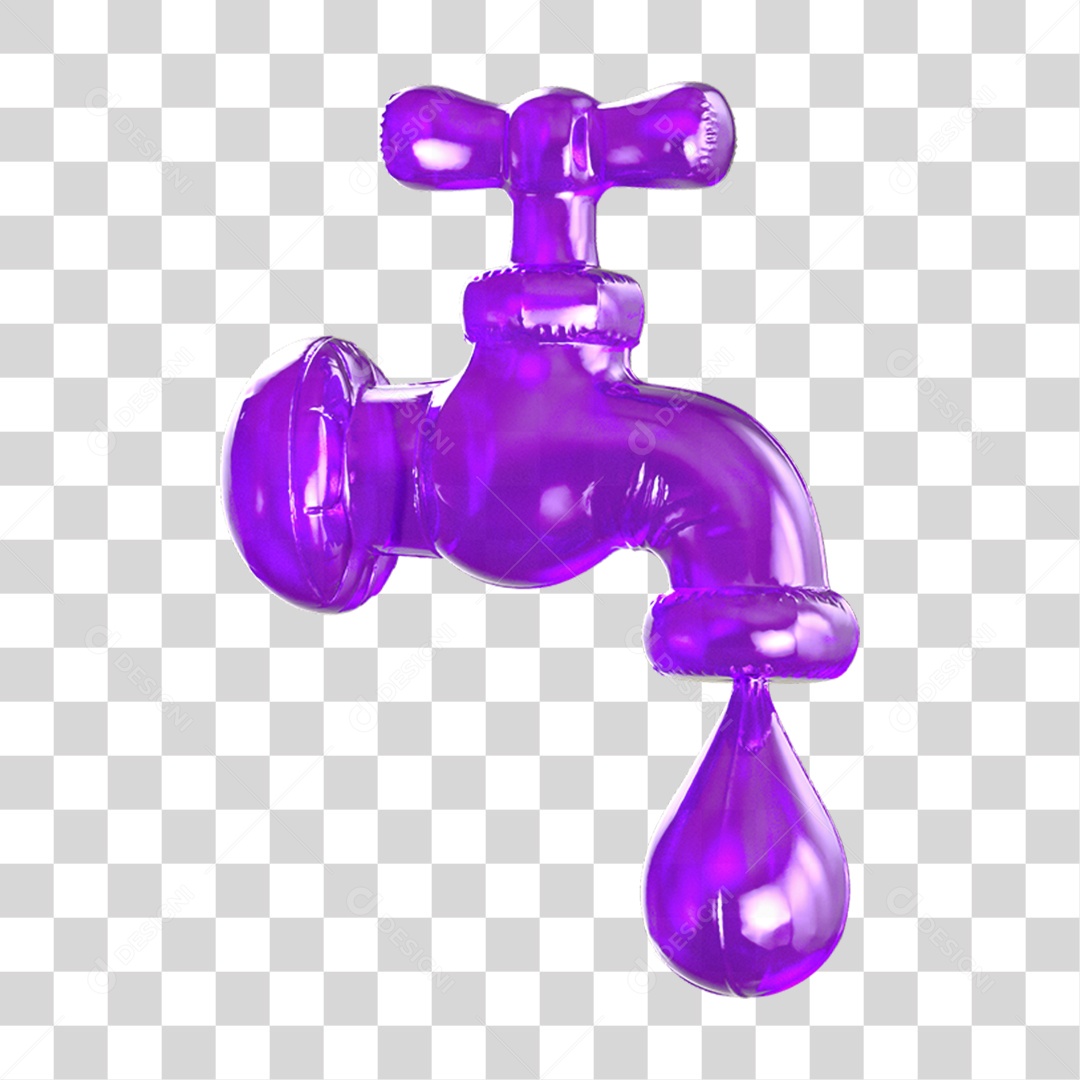 Ícone 3D Torneira Pingando PNG Transparente