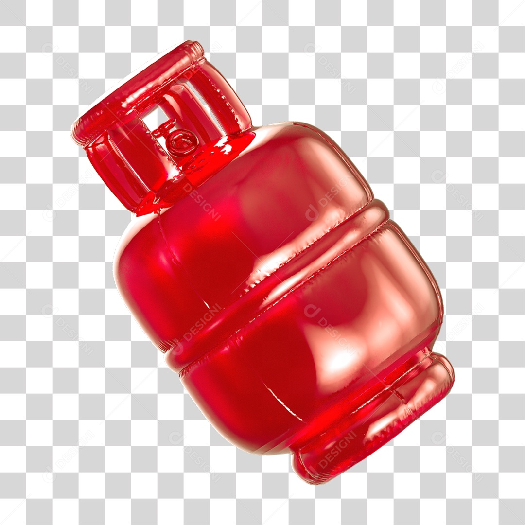 Ícone 3D Botijão de Gás Fogo PNG Transparente