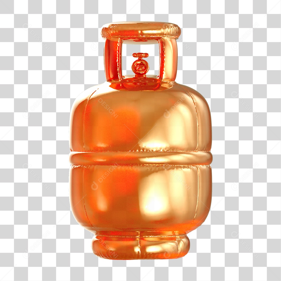 Ícone 3D Botijão de Gás Fogo PNG Transparente