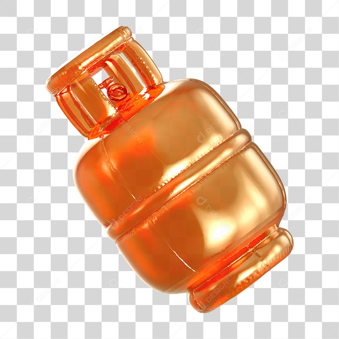 Ícone 3D Botijão de Gás Fogo PNG Transparente