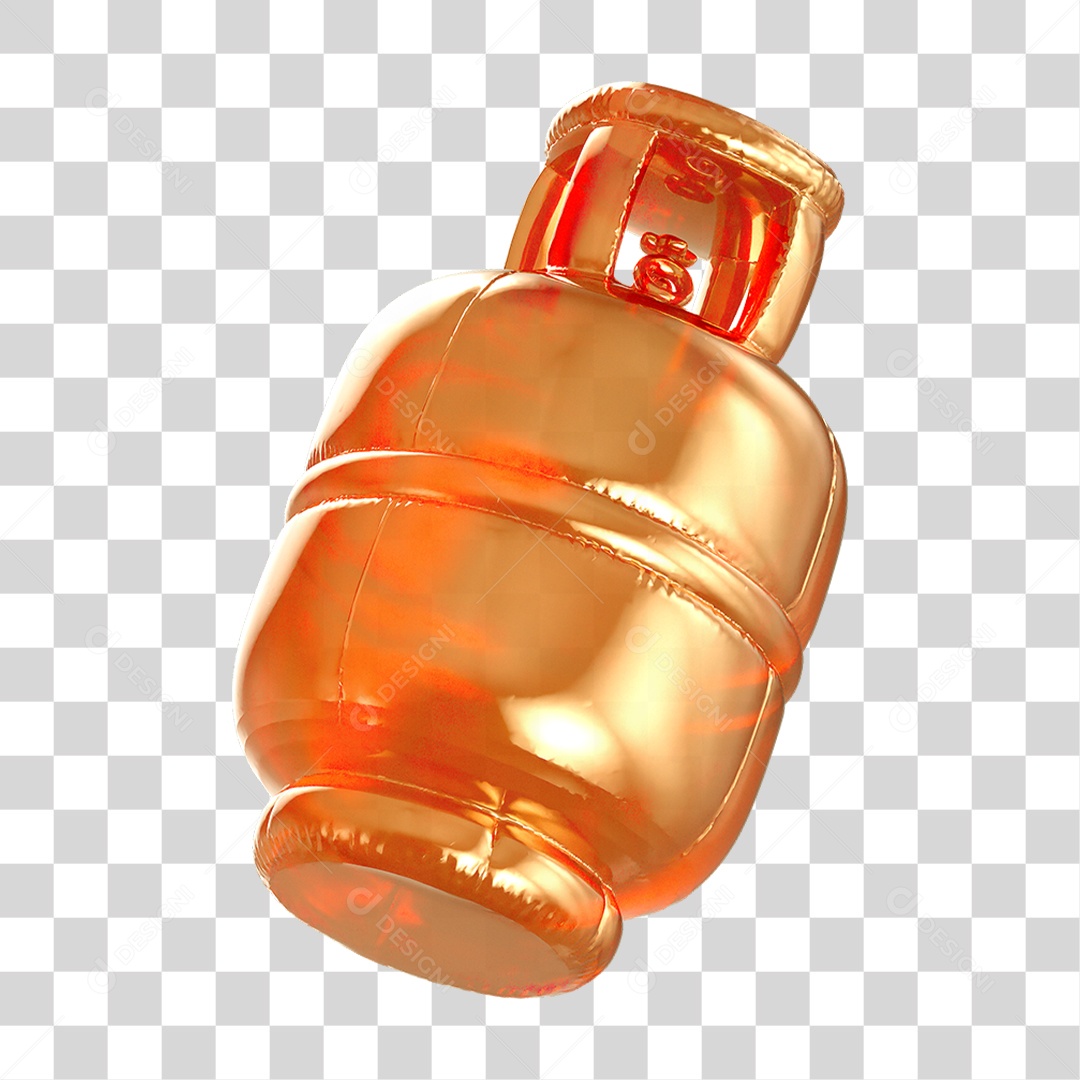Ícone 3D Botijão de Gás Fogo PNG Transparente