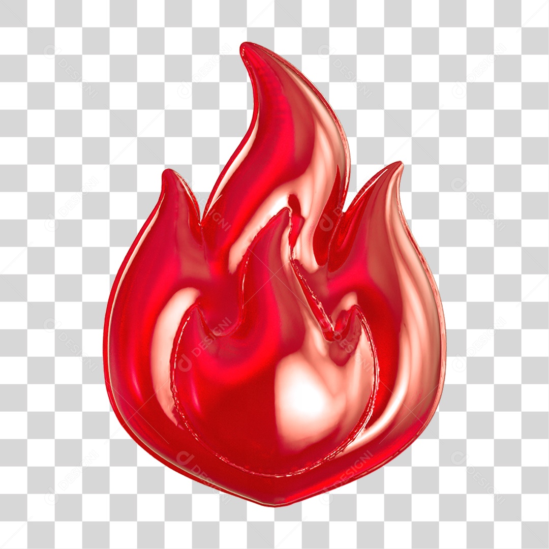 Ícone 3D Chama Fogo PNG Transparente