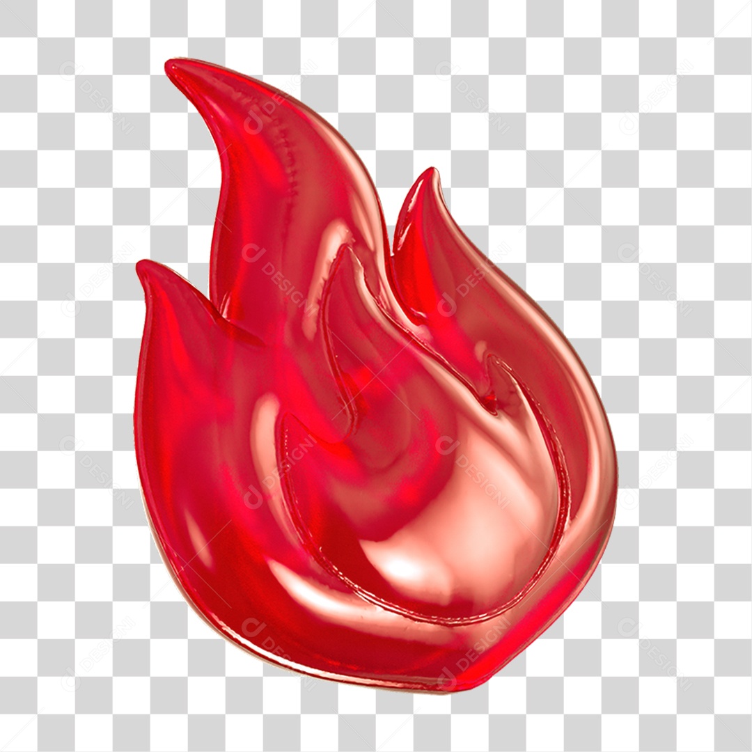 Ícone 3D Chama Fogo PNG Transparente