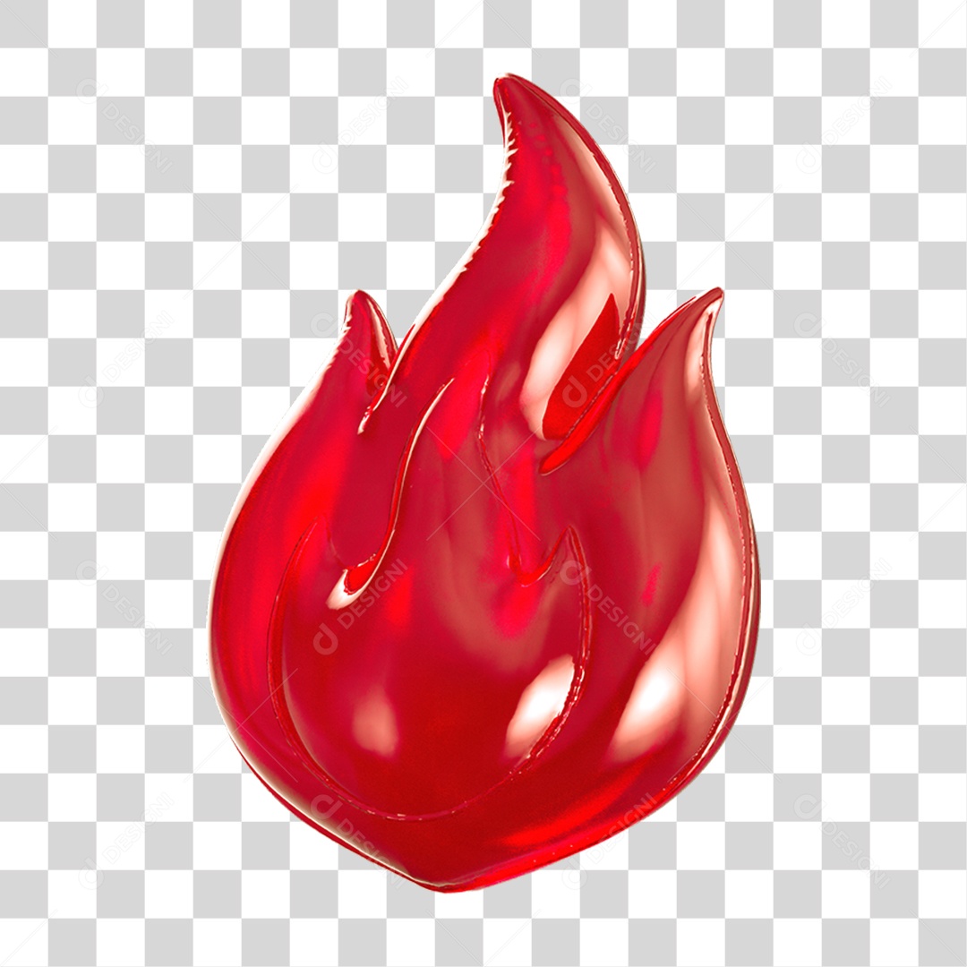 Ícone 3D Chama Fogo PNG Transparente