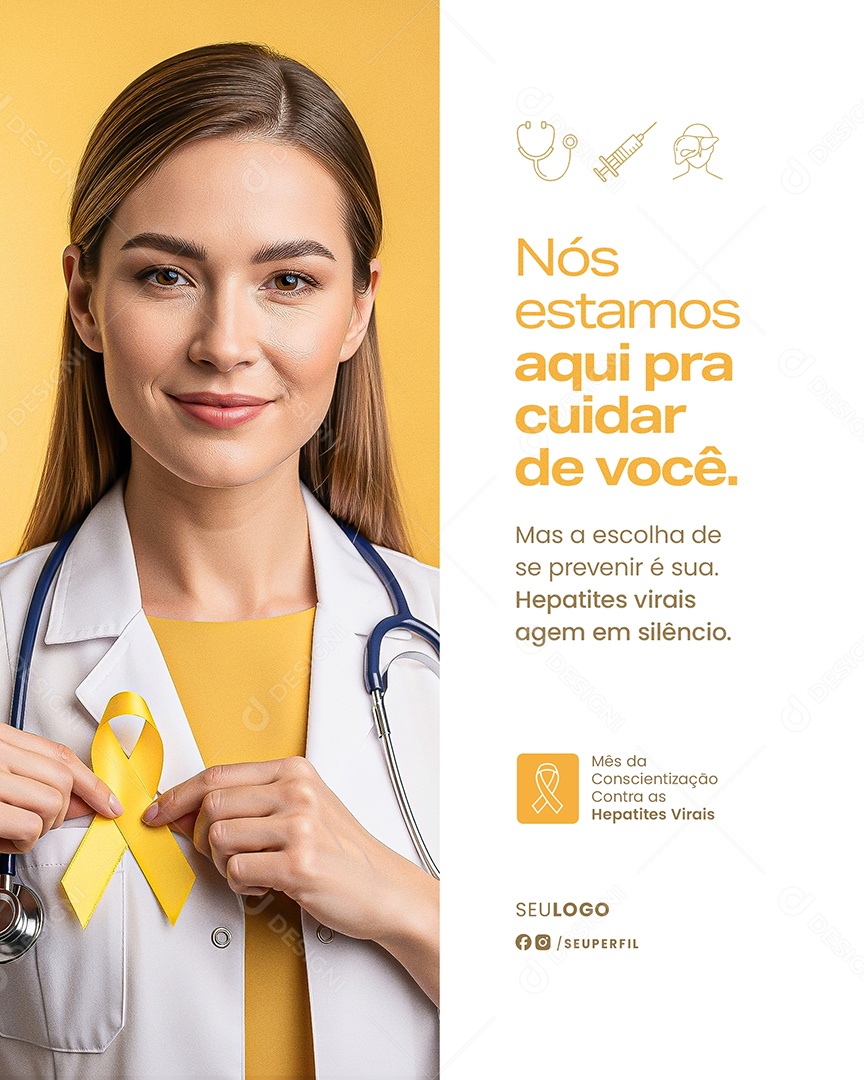 Julho Amarelo Nós Estamos Aqui Pra Cuidar de Você Social Media PSD Editável