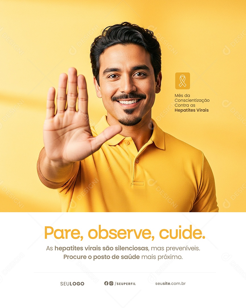 Julho Amarelo Pare Observe Cuide Social Media PSD Editável