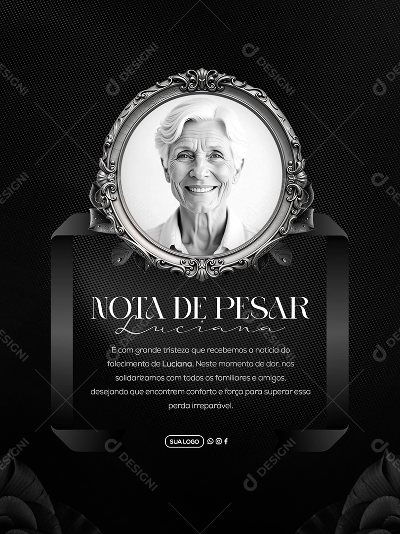 Nota de Pesar Social Media PSD Editável